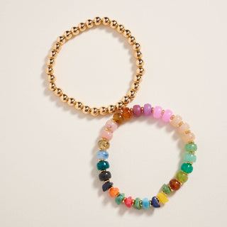 Mixed Marble Ombre Beaded Stretch Bracelet Set