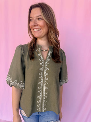 Embroidered Darling Top
