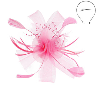 Feather & Double Floral Mesh Fascinator