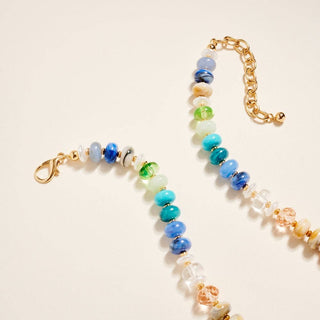 Colorful Bead Puffy Heart Pendant Necklace
