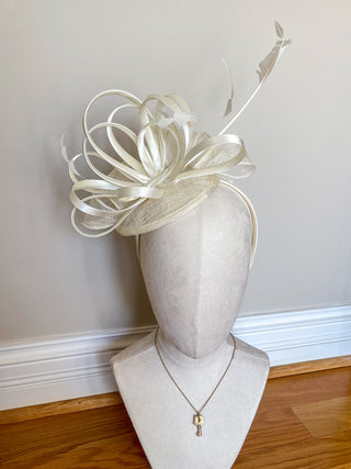 White Bold Feather Fascinator