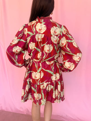 Tulip Belted Tiered Dress