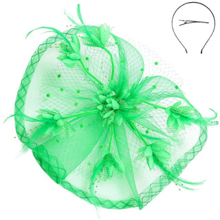 Floral Feathered Sinamay Mesh Fascinator