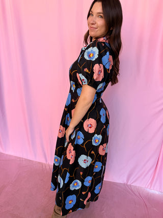 Midnight Bloom Midi Dress