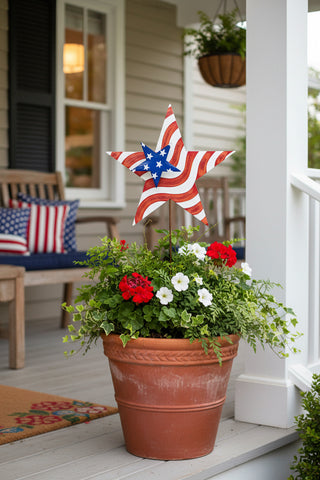Double Star Flag Stake Decor