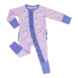 Bamboo Baby Goose Parade Convertible Ruffle Zipper Pajama