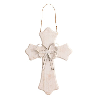 Decorative cross with a bow on a white background