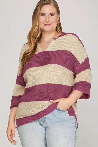 Stripe Story Sweater- Curvy