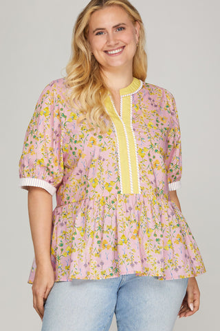 Fresh Floral Top- Curvy