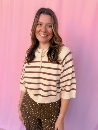 Ribbed Trim Knit Top