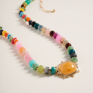 Mixed Marbled  17" Ombre Beaded Pendant Necklace