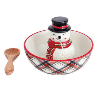 Snowman Icon Tartan Candy Dish