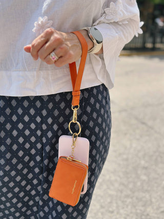 Clip & Go Brushed Vegan Leather Phone Lanyard - Rfid Pouch