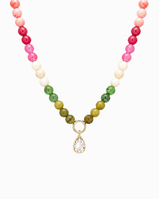 Marble Pastel Bead Teardrop Charm Necklace