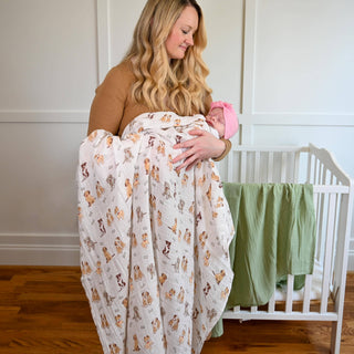 Baby Muslin Woof Woof Swaddle Blanket