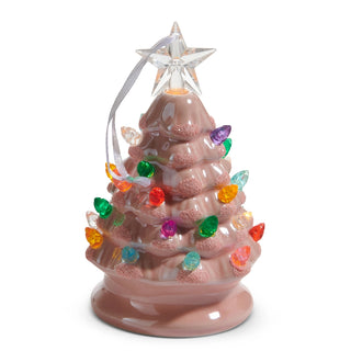 5.25" Vintage Pink Lighted Tree Ornament