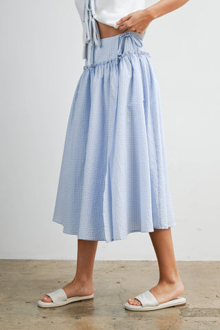 Checkered Ruffled High-Waist Skirt