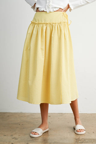 Checkered Ruffled High-Waist Skirt