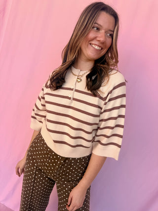 Ribbed Trim Knit Top