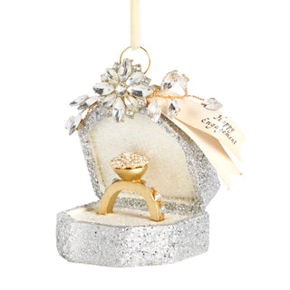 Happy Engagement Ring Glitter Ornament