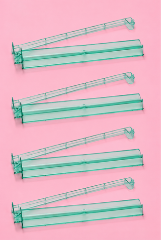 Green Acrylic Mahjong Tile Racks with Pushers Set