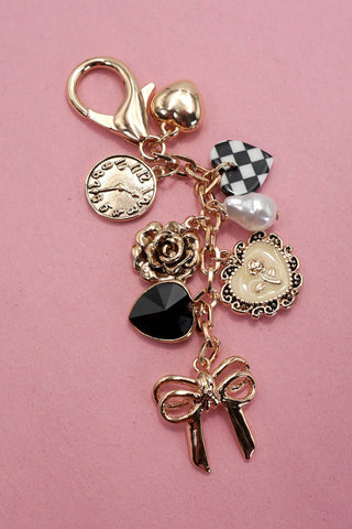 Bow/ Checkered Heart Bag Charm