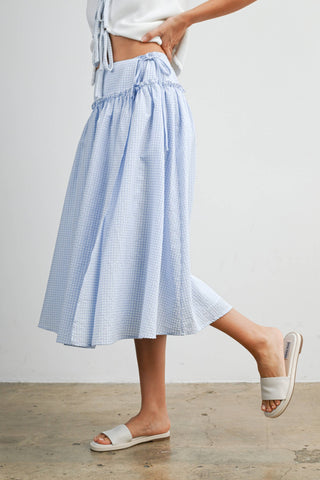 Checkered Ruffled High-Waist Skirt