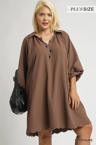 chocolate brown plus size dress Gather Around Dress Curvy chocolate / XL