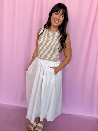 girl wearing striped dress