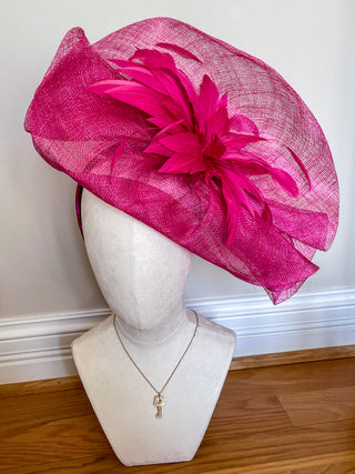 Fuchsia Feather Fascinator