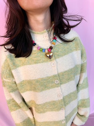 High Neck Stripe Cardi