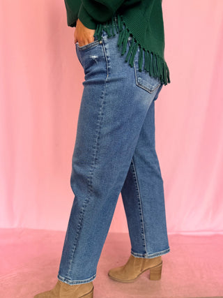 Annie High Rise Crop Barrel Jeans