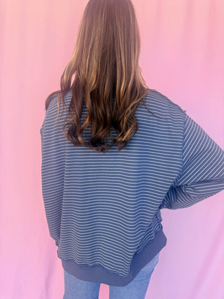 Stripe Mock Neck Sweatshirt
