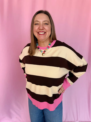 Stripe a Pose Sweater- Curvy
