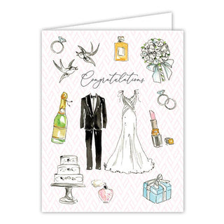 Congratulations Handpainted Wedding Icons Greeting Card