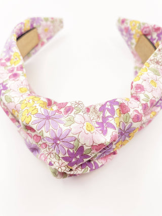 Handmade Knotted Headbands With Purple Flowers For Women