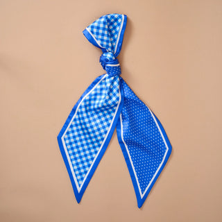 Gingham Blue Twirl & Tie Scarf