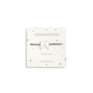 Gold and silver 'Guardian Angel' hair tie on a white card with 'DEMI&CO' branding.