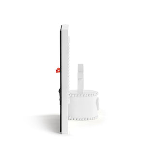 White electronic device with a cylindrical component on a white background