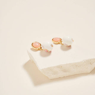 Ceramic Pattern Printed Bead Drop Earrings