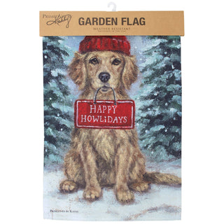 Golden Happy Howlidays Garden Flag