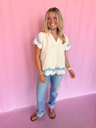 Emma High Rise Crop Straight Cuffed Jeans