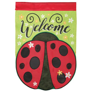 Welcome Ladybug Shaped Garden Flag
