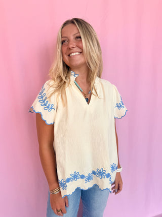 Daisy Days Scallop Top