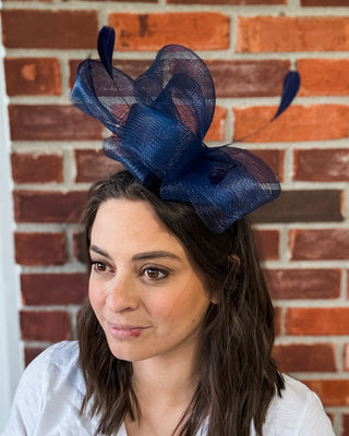 Navy Veiled Fascinator