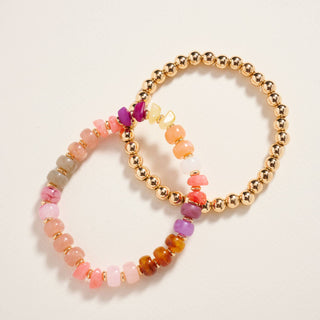 Mixed Marble Ombre Beaded Stretch Bracelet Set