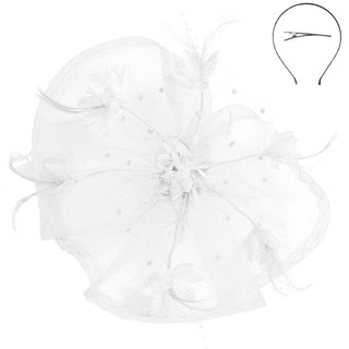 Floral Feathered Sinamay Mesh Fascinator
