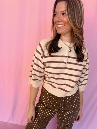 Ribbed Trim Knit Top