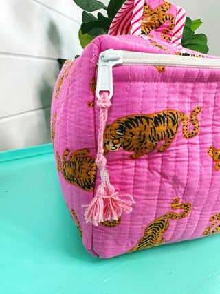 Pink Quilted Makeup Bag