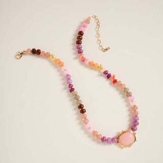 Mixed Marbled  17" Ombre Beaded Pendant Necklace